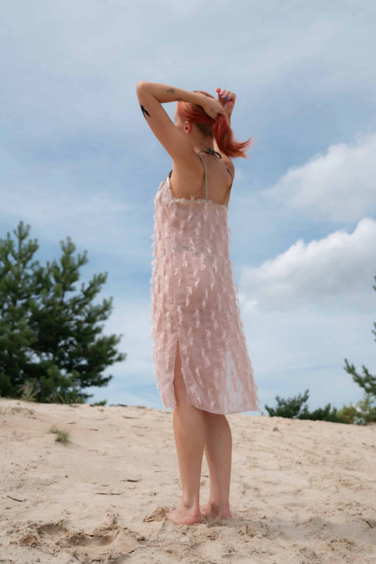 abito sottoveste in chiffon con effetto righe