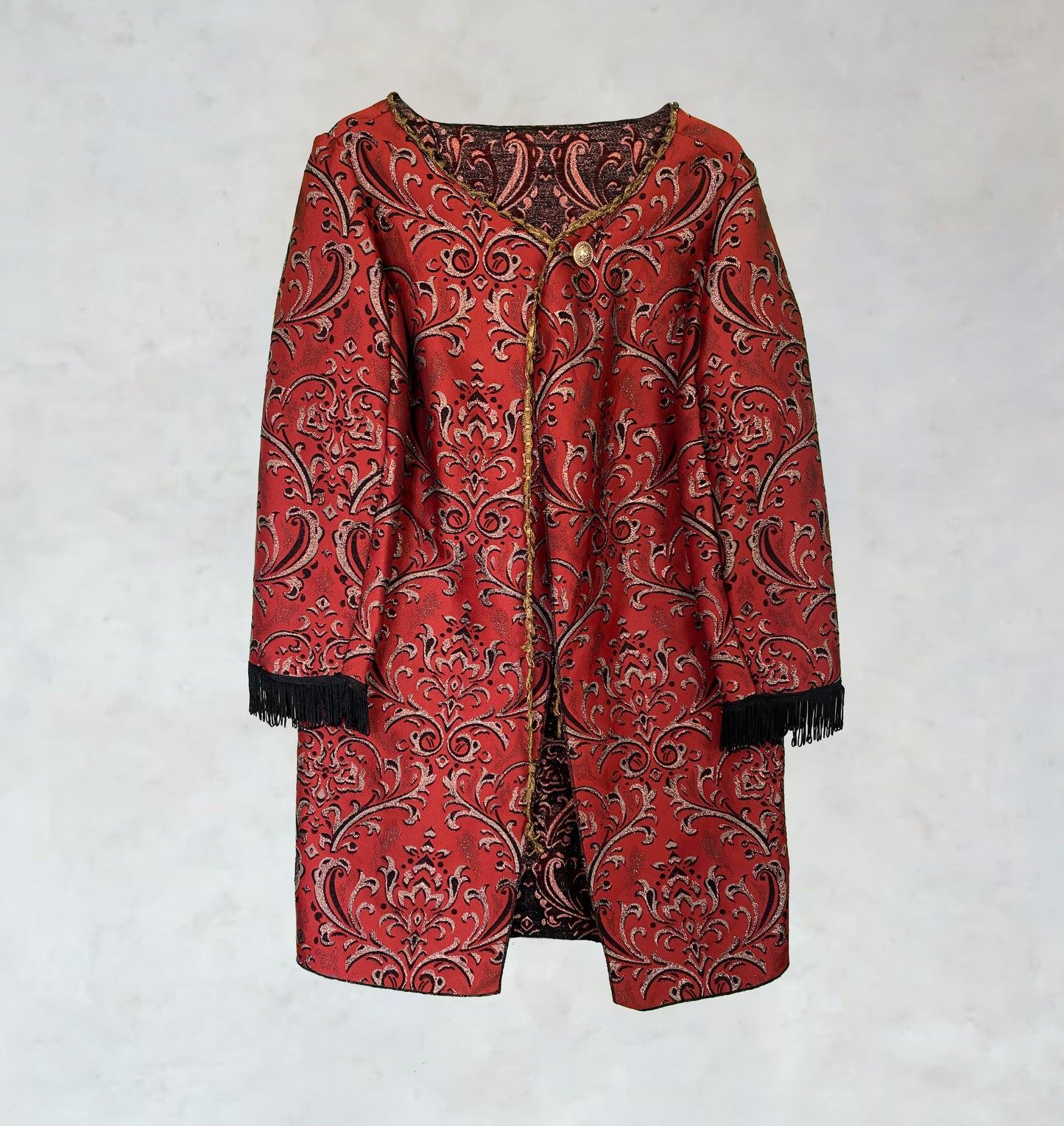 Metallisch schimmernder ornamententaler Cardigan